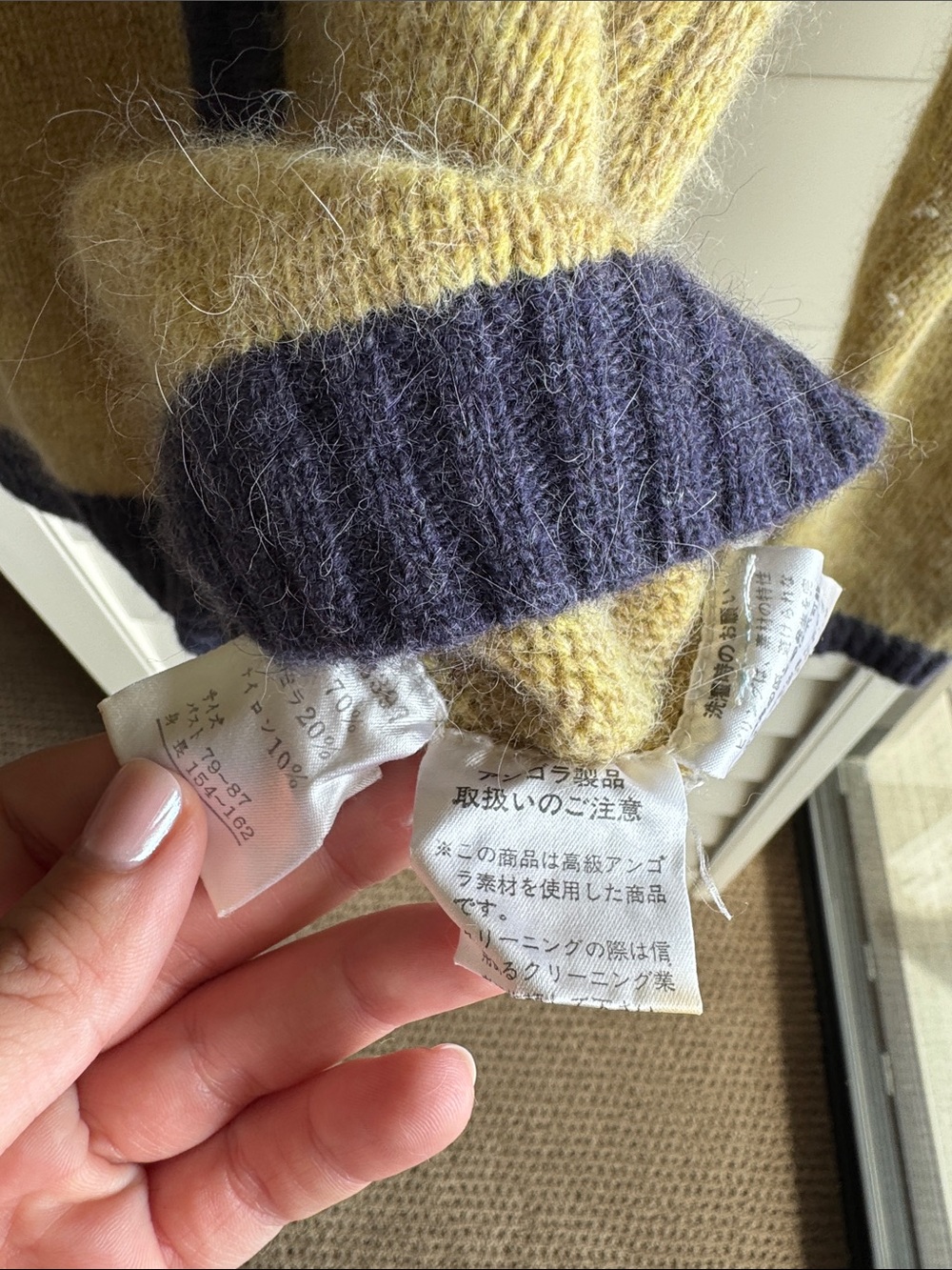 Japanese Vintage Wool Blend Zip Cardigan in Mustard with Purple Trim!๐๐๐๐ - Picture 3 of 7